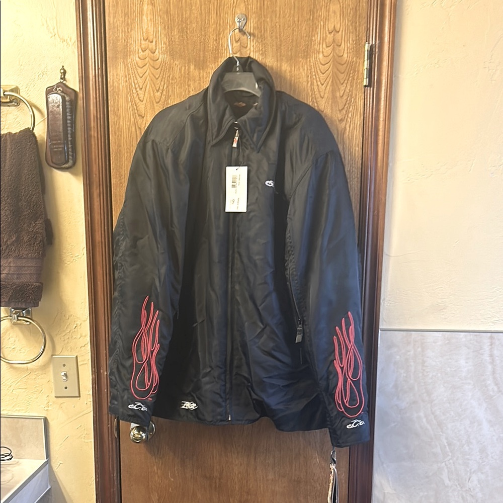 Orange County Chopper Black Flame Ride motorcycle jacket with padding